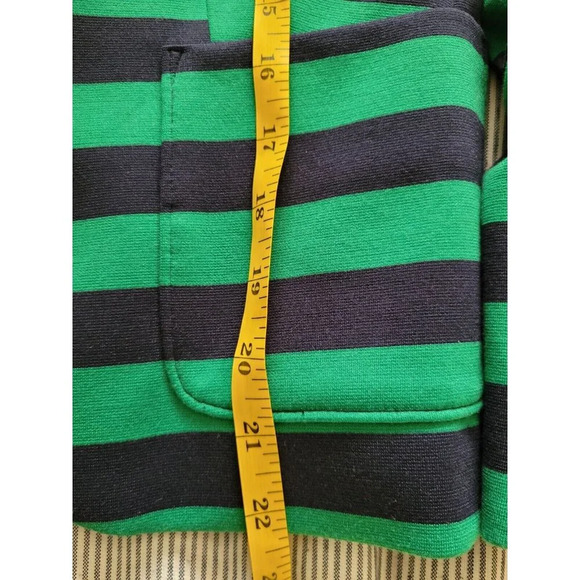 Outback Red The Limited Women Green & Navy Blue Stripe Lined Blazer Jacket Small - Picture 12 of 12